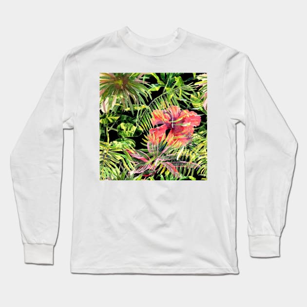 Palm Leaves seamless pattern Long Sleeve T-Shirt by Olga Berlet